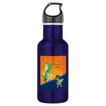 Phineas  Ferb And Agent P Surf Stainless Steel Water Bottle by OtherDisneyBrands at Zazzle