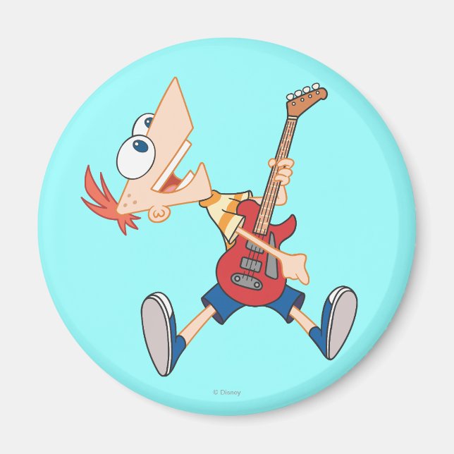 Phineas Rocking Out with Guitar Magnet (Front)