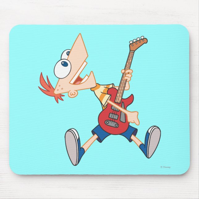 Phineas Rocking Out with Guitar Mouse Pad (Front)