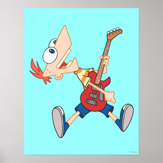 Phineas Rocking Out with Guitar Poster (Front)