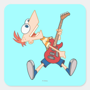 Phineas Rocking Out with Guitar Square Sticker