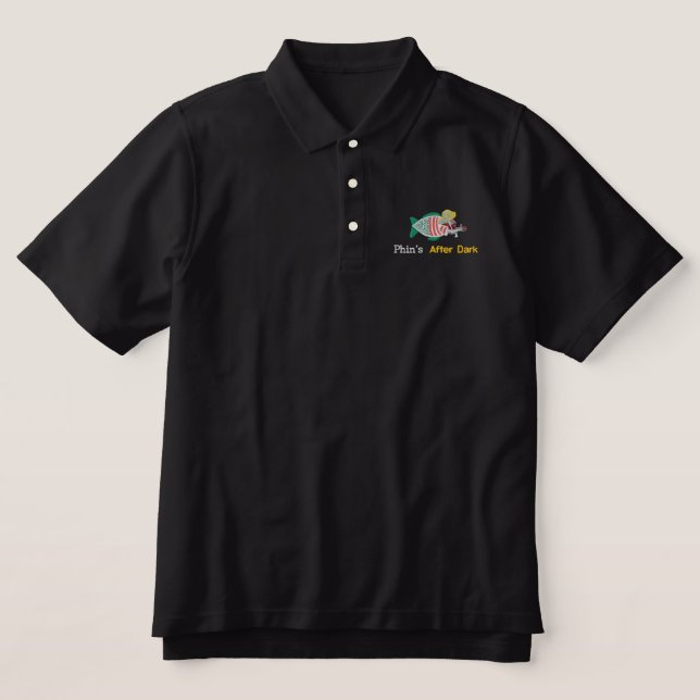 Phin's After Dark Black Men's Polo (Design Front)