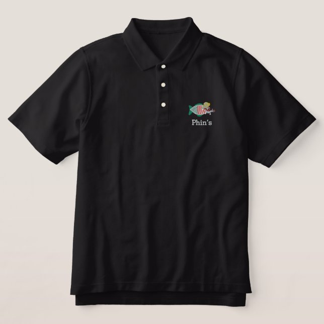 Phin's Black Men's Polo (Design Front)