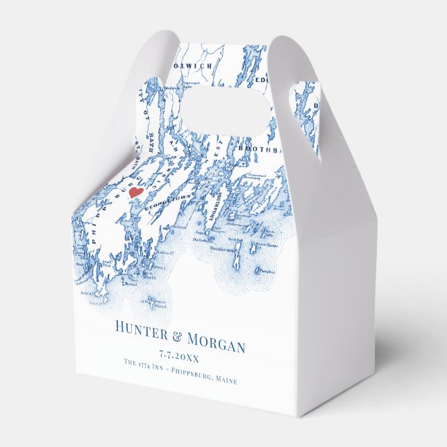 Phippsburg Maine Destination Wedding Map Elegant Favor Boxes (Front Side)