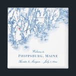 Phippsburg Maine Map Elegant Wedding Favor Magnet<br><div class="desc">Quick and easy ordering! These Phippsburg, Maine map magnets are perfect to welcome your out of town guests to the 1774 Inn with welcome bag goodies. Or you can customize individual Maine magnets for your wedding party. Move the heart by clicking "Edit Using design tool" under "Personalize". Map includes mid...</div>