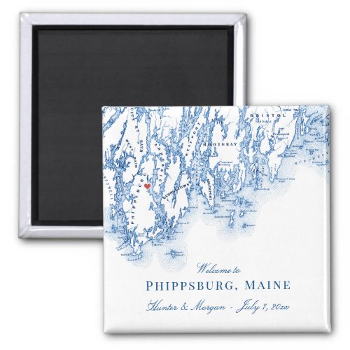 Phippsburg Maine Map Elegant Wedding Favor Magnet