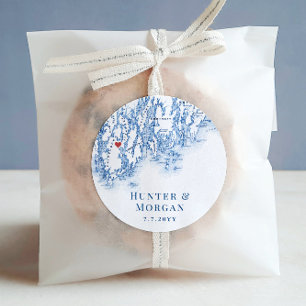 Phippsburg Maine Map Wedding Favor Classic Round Sticker