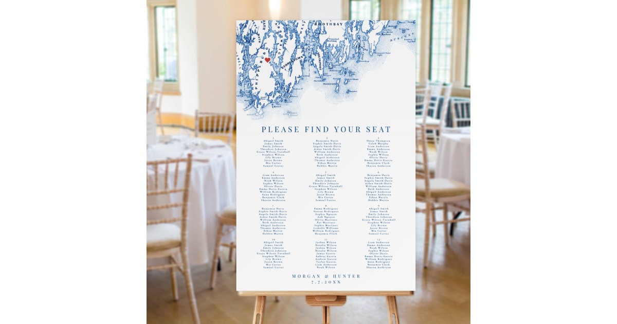 Phippsburg Maine Map Wedding Seating Chart Foam Board Zazzle