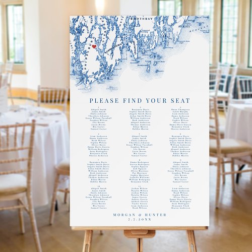 Phippsburg Maine Map Wedding Seating Chart Foam Board