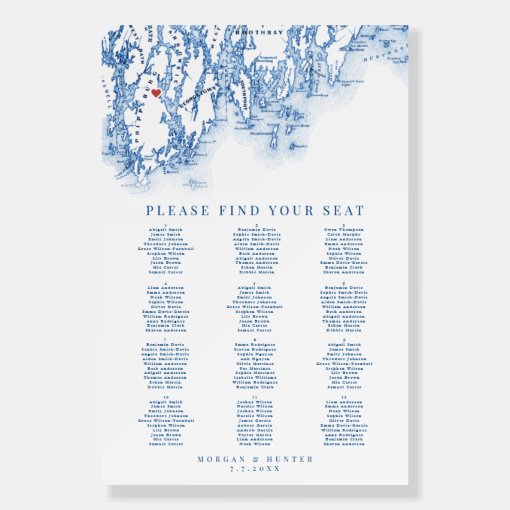 Phippsburg Maine Map Wedding Seating Chart Foam Board | Zazzle