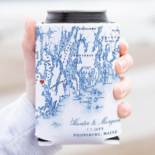 Phippsburg Maine Wedding Favor Drink Holder Can Cooler