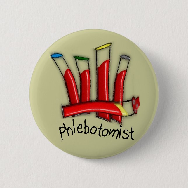 Phlebotomist Artsy Blood Tubes Design Gifts Button (Front)