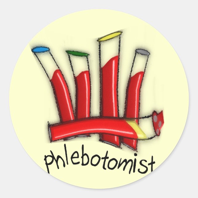Phlebotomist Artsy Blood Tubes Design Gifts Classic Round Sticker (Front)