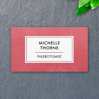 Phlebotomist Blood Lab Tech Nurse Red Watercolor Business Card