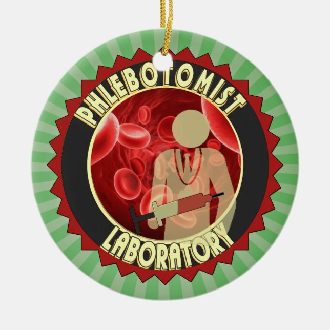 PHLEBOTOMIST BLOOD LOGO CERAMIC ORNAMENT (Front)