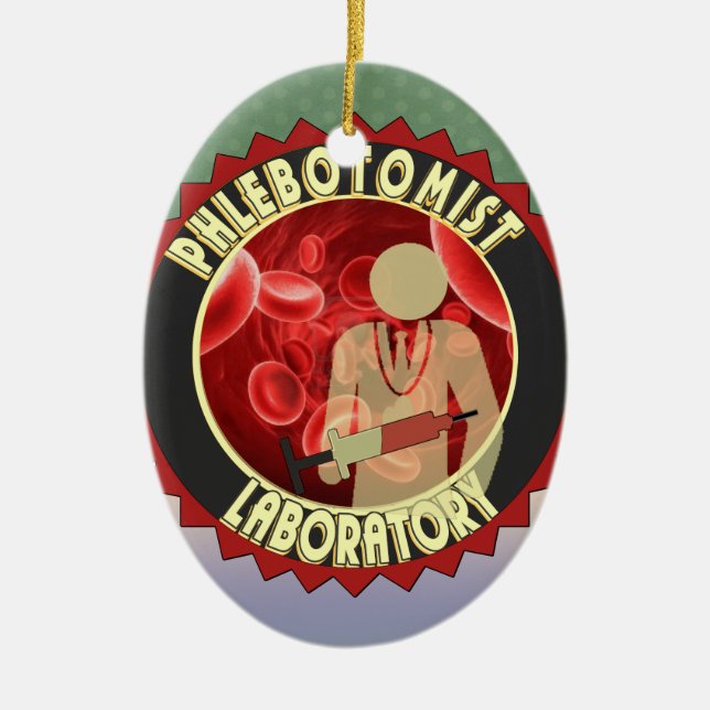 PHLEBOTOMIST BLOOD LOGO CERAMIC ORNAMENT (Front)
