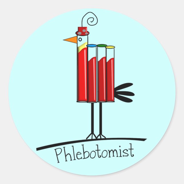Phlebotomist "Blood Tube Bird" Gifts Classic Round Sticker (Front)