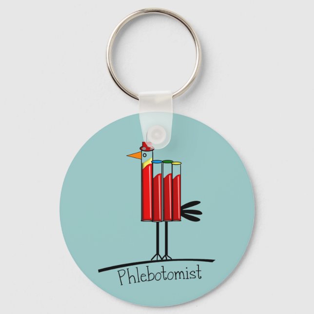 Phlebotomist "Blood Tube Bird" Gifts Keychain (Front)