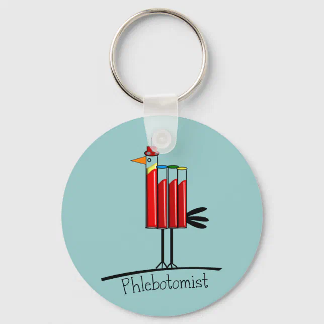 Phlebotomist "Blood Tube Bird" Gifts Keychain Zazzle