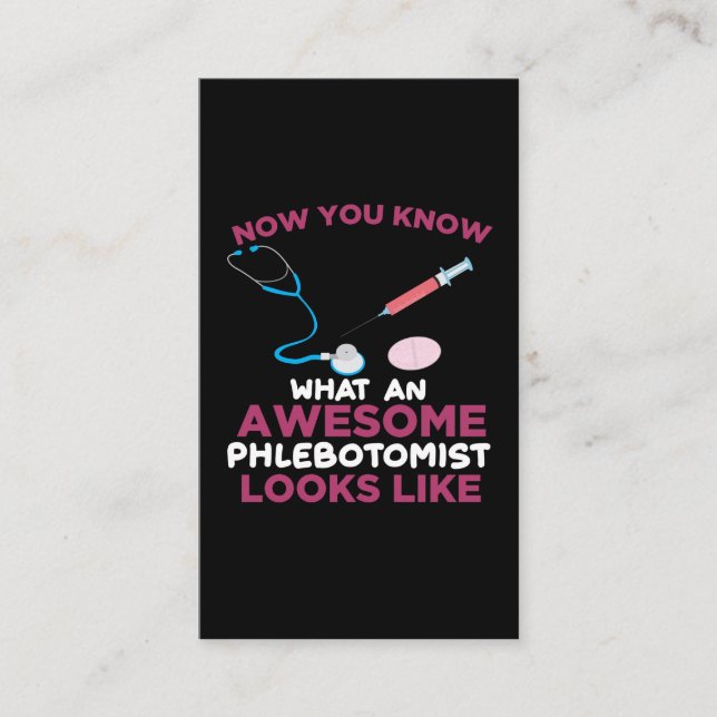 Phlebotomist Blood Venipuncture Vein Phlebotomy Business Card (Front)