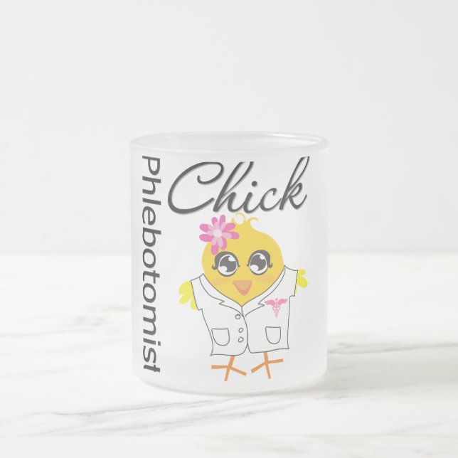Phlebotomist Chick Frosted Glass Coffee Mug (Center)