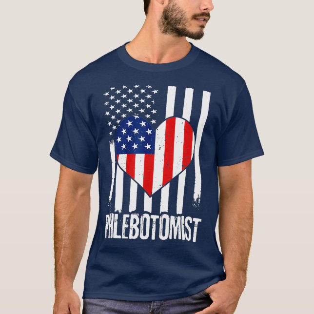 Phlebotomist Flag Symbol Phlebotomy Technician T-Shirt (Front)