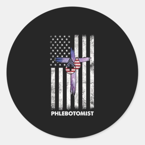 Phlebotomist Flag USA Phlebotomy Syringe Blood Gif Classic Round Sticker