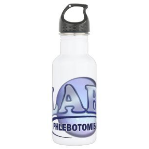 PHLEBOTOMIST Fun Blue LOGO Water Bottle