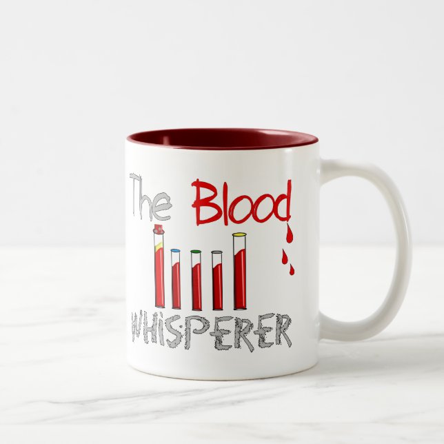 Phlebotomist Gifts "The Blood Whisperer" Two-Tone Coffee Mug (Right)