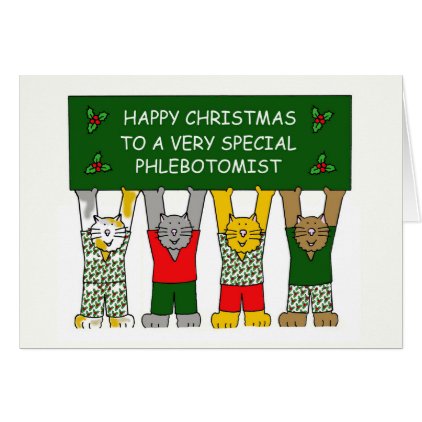 Phlebotomist Happy Christmas Cats Card