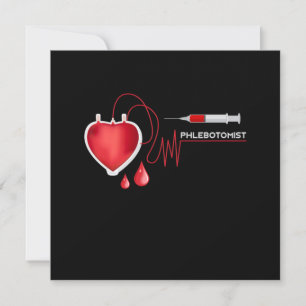 Phlebotomist Heart Heartbeat Syringe Phlebotomy Gi Invitation