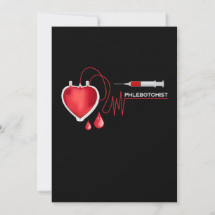 Phlebotomist Heart Heartbeat Syringe Phlebotomy Gi Invitation