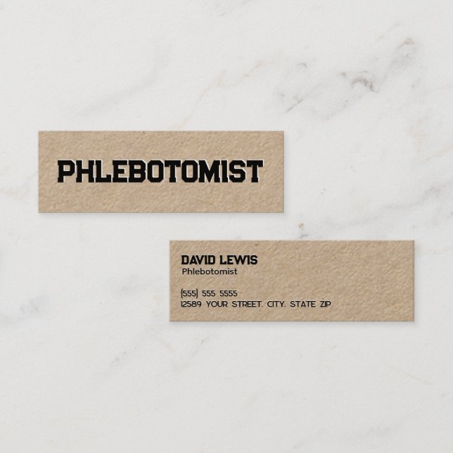 Phlebotomist Kraft Mini Business Card (Front/Back)