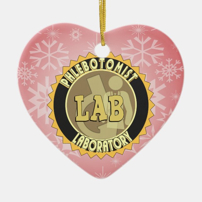 PHLEBOTOMIST LABORATORY BADGE LOGO CERAMIC ORNAMENT (Front)