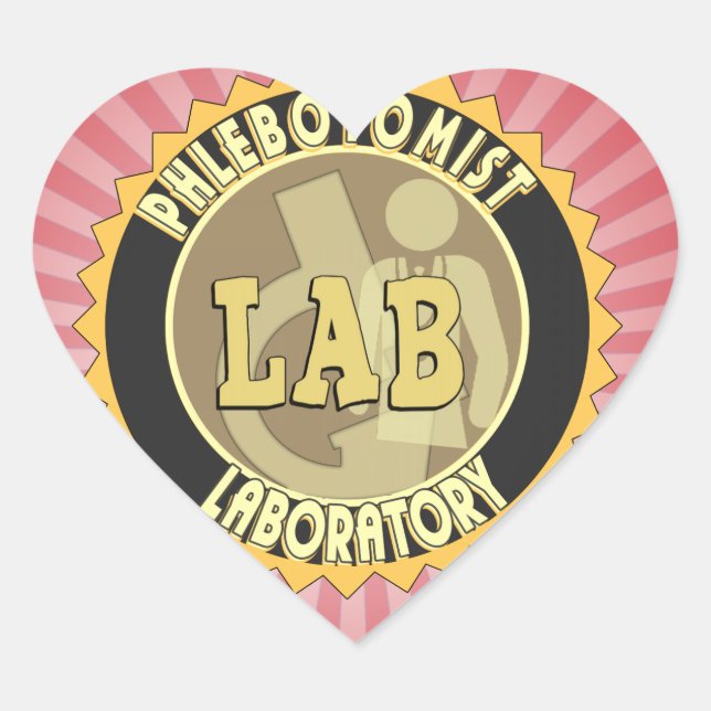 PHLEBOTOMIST LABORATORY BADGE LOGO HEART STICKER (Front)