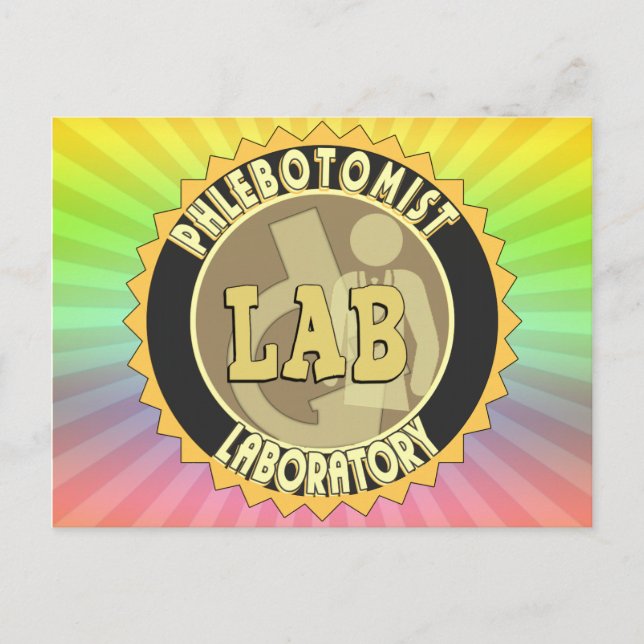 PHLEBOTOMIST LABORATORY BADGE LOGO POSTCARD (Front)