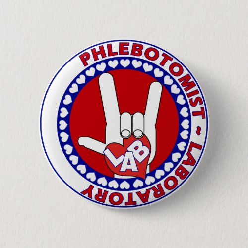 PHLEBOTOMIST LOVE LOGO LABAORTORY BUTTON