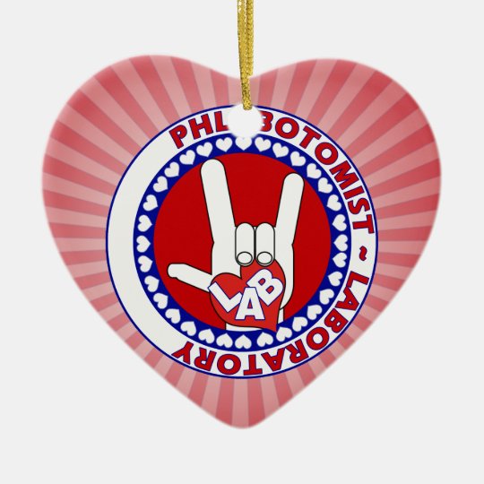 PHLEBOTOMIST LOVE LOGO LABAORTORY CERAMIC ORNAMENT