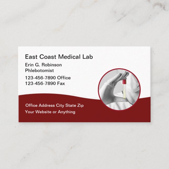 Phlebotomist Medical Lab Technician Business Cards (Front)