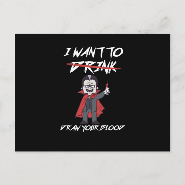 Phlebotomist Phlebotomy Vampire Blood Syringe Gift Postcard (Front)