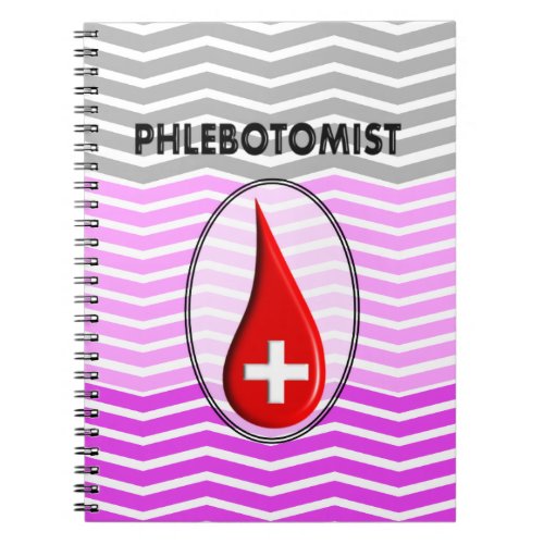 Phlebotomist Pink Chevron Blood Drop Notebook