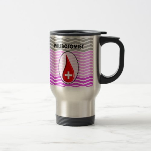 Phlebotomist Pink Chevron Blood Drop Travel Mug