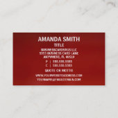 Phlebotomist Red Business Card (Back)