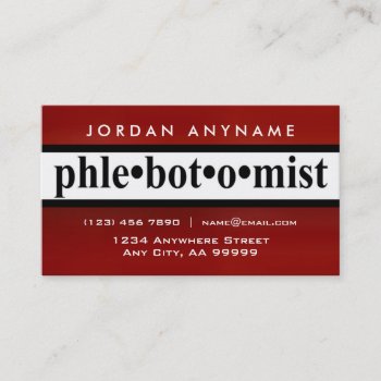 Phlebotomist Red Stripe Business Card by businessCardsRUs at Zazzle