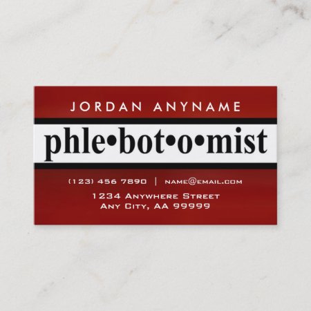 Phlebotomist Red Stripe Business Card