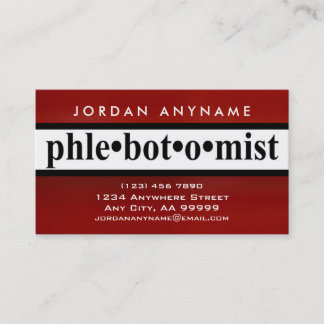 Phlebotomist Red Stripe (DOUBLE SIDED) Business Card