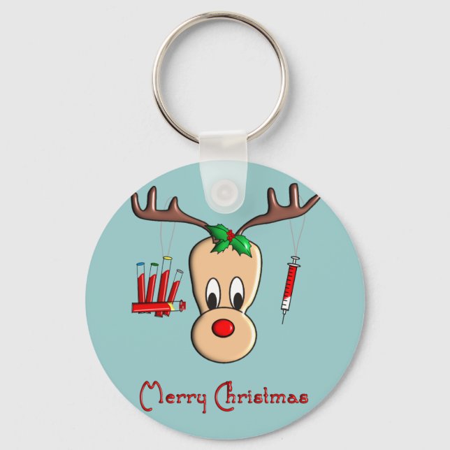 Phlebotomist Reindeer Christmas Gifts Keychain (Front)