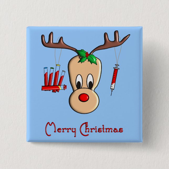 Phlebotomist Reindeer Christmas Gifts Pinback Button (Front)