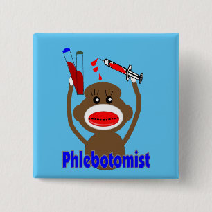 Phlebotomist Sock Monkey Pinback Button
