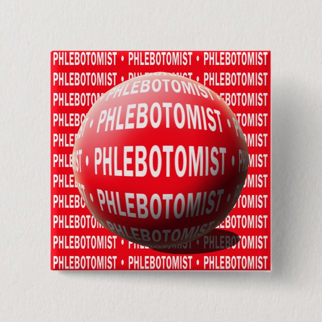 PHLEBOTOMIST SPHERE BLOOD DROP BUTTON (Front)